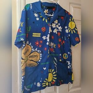 Pharrell Williams Adidas Blue Graphic Short Sleeve Shirt